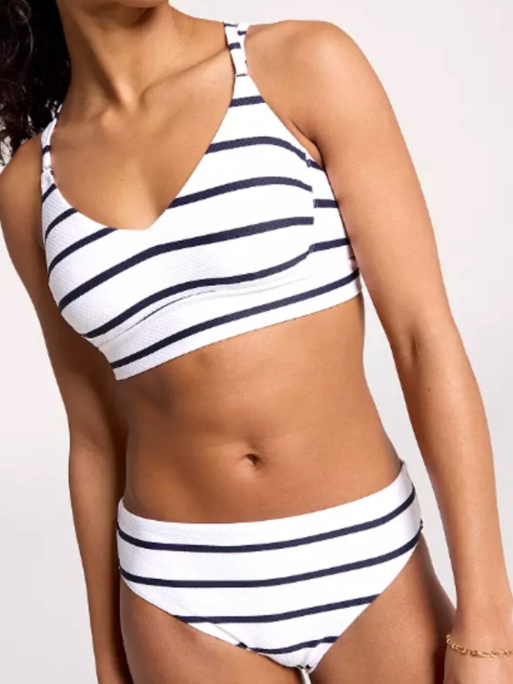 CALIA Striped White and Navy Stripe Two-Piece Bikini Set, Size XS NWOT